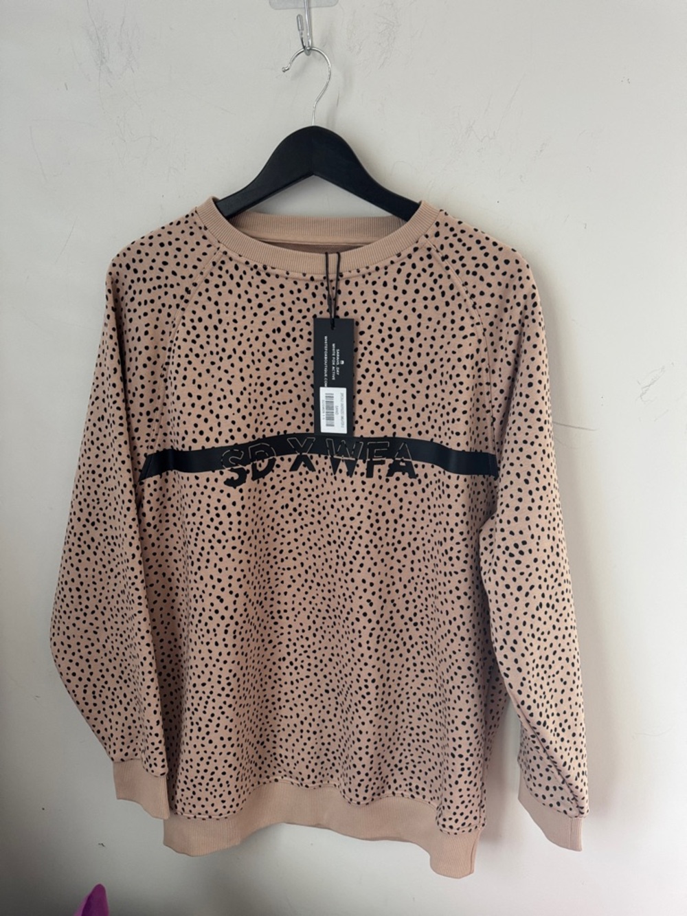 Speckled Taupe Crewneck Sweater with Black Accent